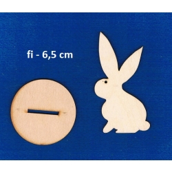 Królik , zajączek  10x6cm na podstawce fi-6,5cm / Wielkanoc / sklejka #3mm / IV , zając